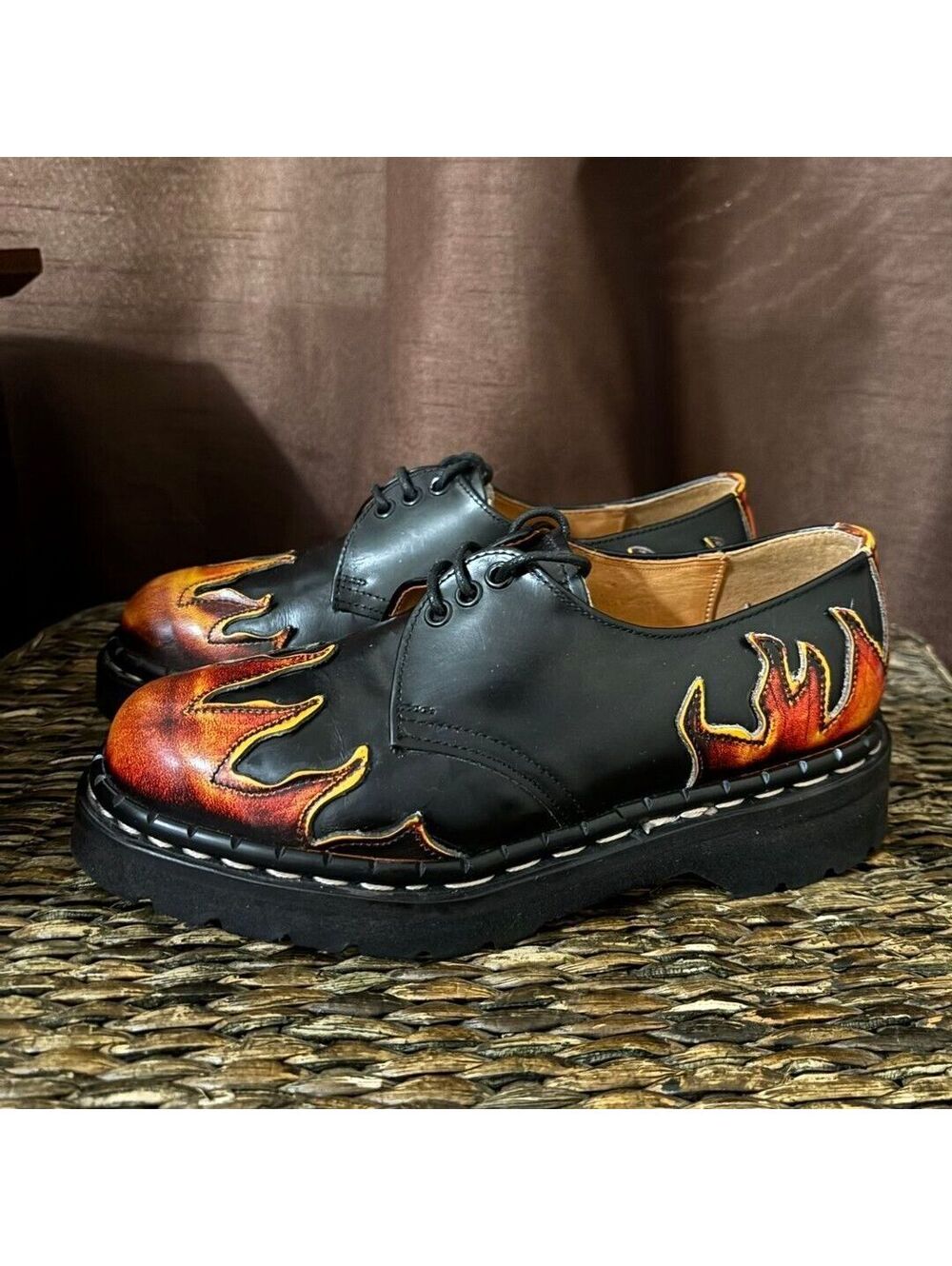 Vintage Tredair Flame Leather Shoes England Punk Grunge SZ 5